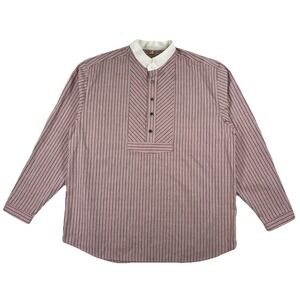 Wah Maker Western 1/2 Button Shirt Men's XL Red Striped Made USA